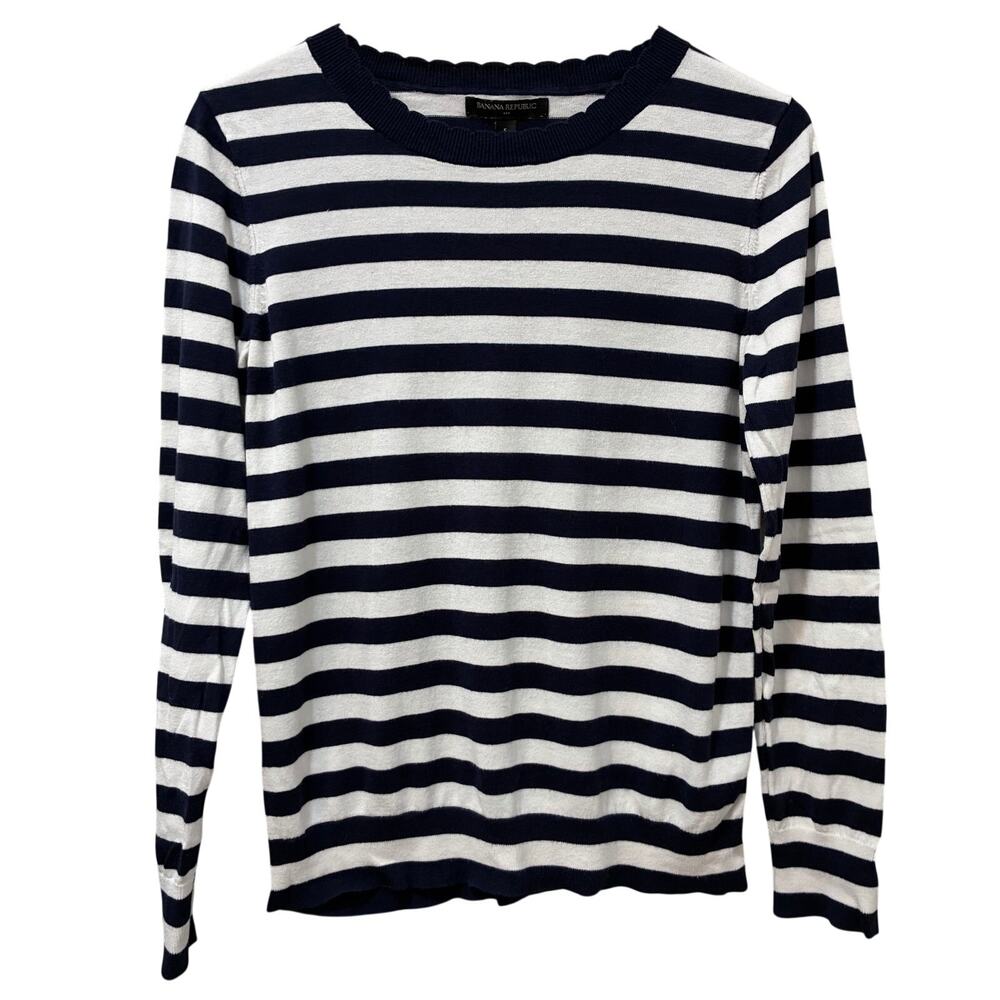 Banana Republic Long Sleeve Sweater Navy/White Small